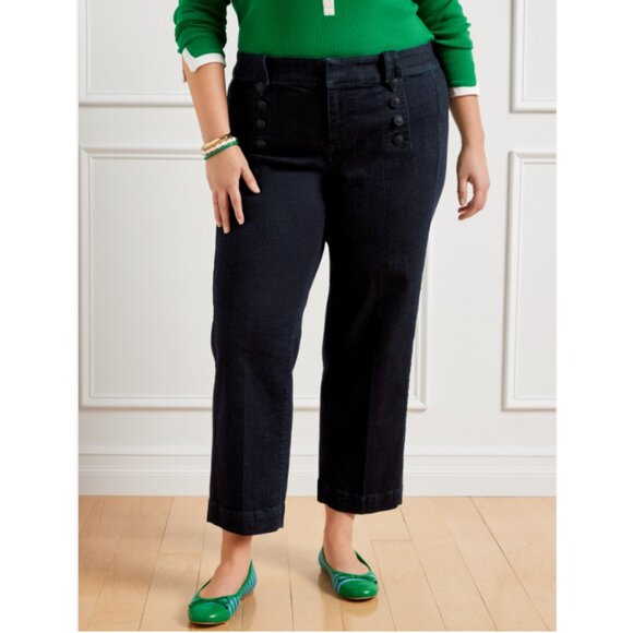 Talbots Denim - NWOT TALBOTS Womens' Marina Dark Wash Cropped Straight Leg Sailor Jeans Size 16